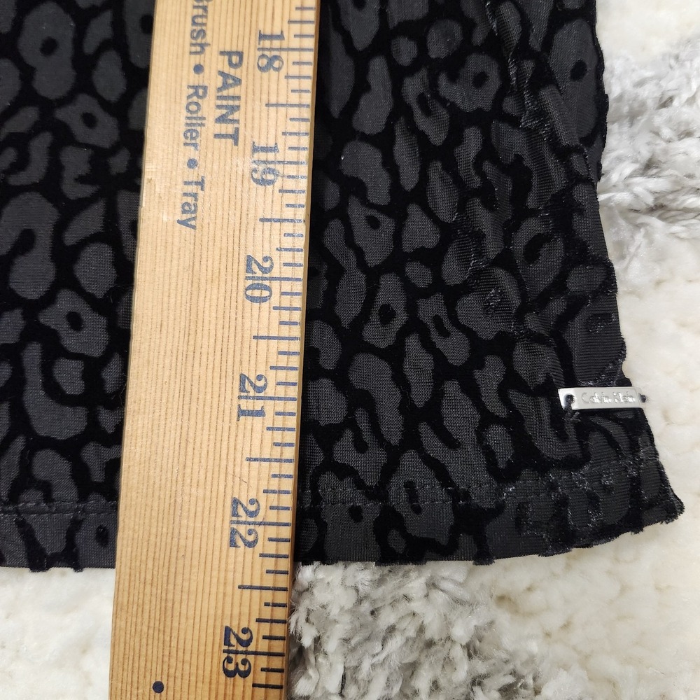Calvin Klein Velvet Burnout Leopard Print Top Black Gray Long Sleeve M - Picture 8 of 8